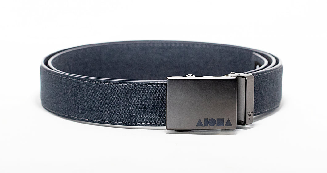 Midnight blue canvas Aloha Shapes® Mission belt with gunmetal buckle