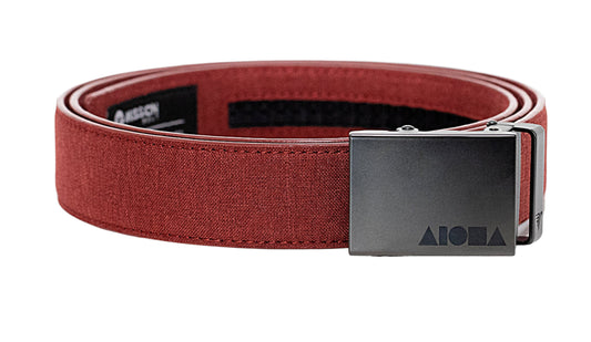 Sangria red canvas Aloha Shapes ® mission belt with gunmetal buckle