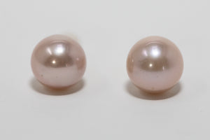 pink Edison pearl stud earrings handmade in Maui, Hawaii