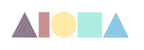 Vinyl die-cut decal sticker. ALOHA Shapes ® logo in various pastel colors. 