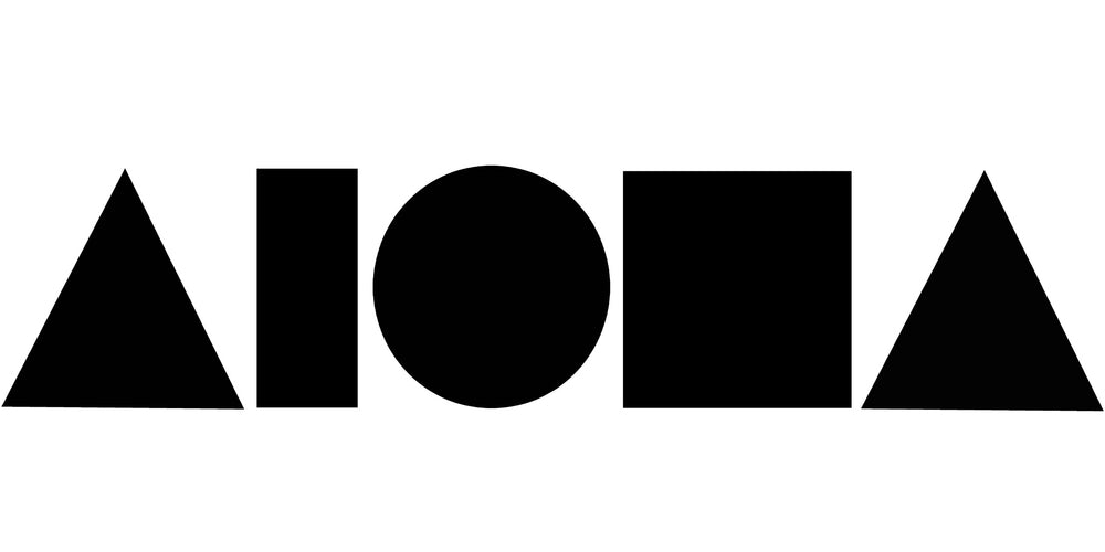 Vinyl die-cut decal sticker with ALOHA Shapes ® logo in all black. 
